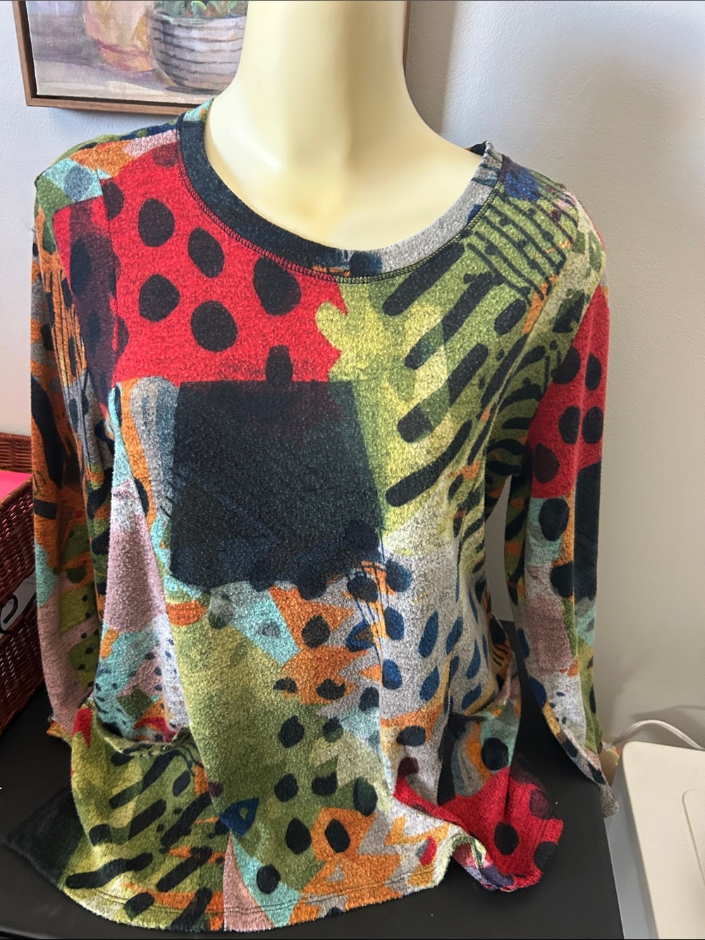 Abstract Multi-Color Long Sleeve Women's Top